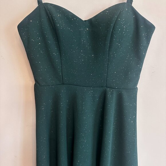 City Triangles Emerald Green Glitter Skater Dress Size 1 Holiday Party - Picture 9 of 10